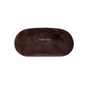 Tom Ford Brown Suede Medium Clamshell Eye Glasses Case